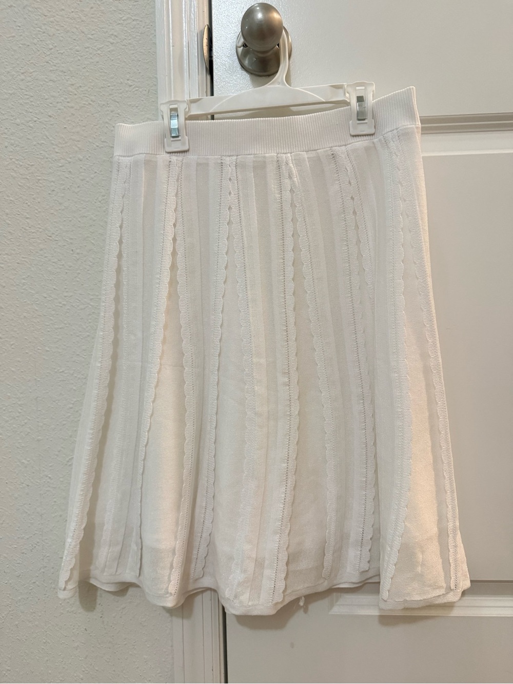 Express White Pointelle Stitch Pleated Skirt